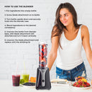 Quest Fruit Personal Blender Black W/ Take Away Carry Cup & Ice Crushing Blades