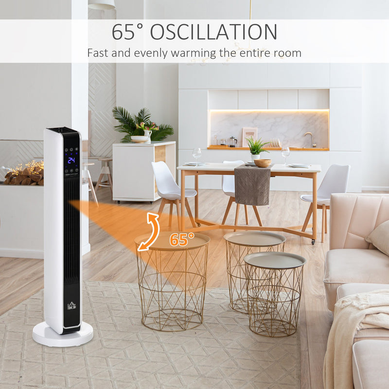 Oscillating Ceramic Tower Heater Space Heater with Remote Control 8H Timer Tip-Over & Overheat Protect 1000W/2000W W/ Built-in and