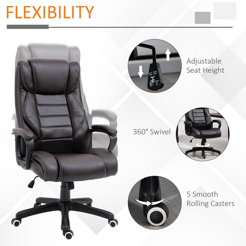 Vinsetto High Back Executive Office Chair 6- Point Vibration Massage Extra Padded Swivel Ergonomic Tilt Desk Seat Brown 6 Points Chair