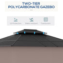 Outsunny 3.6 x 3 (m) Double Roof Hard Top Gazebo with Nettings & Curtains
