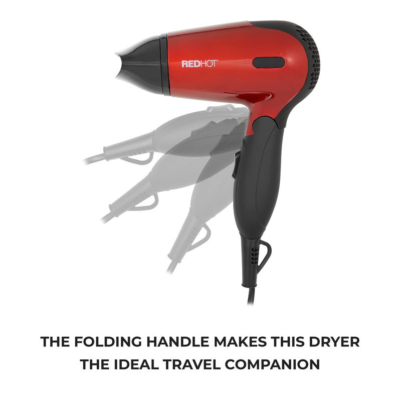 Red Hot 1200W Compact Folding Foldable Travel Hairdryer Hair Blow Dryer Styler