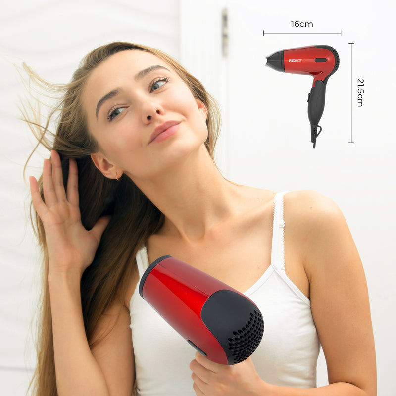 Red Hot 1200W Compact Folding Foldable Travel Hairdryer Hair Blow Dryer Styler