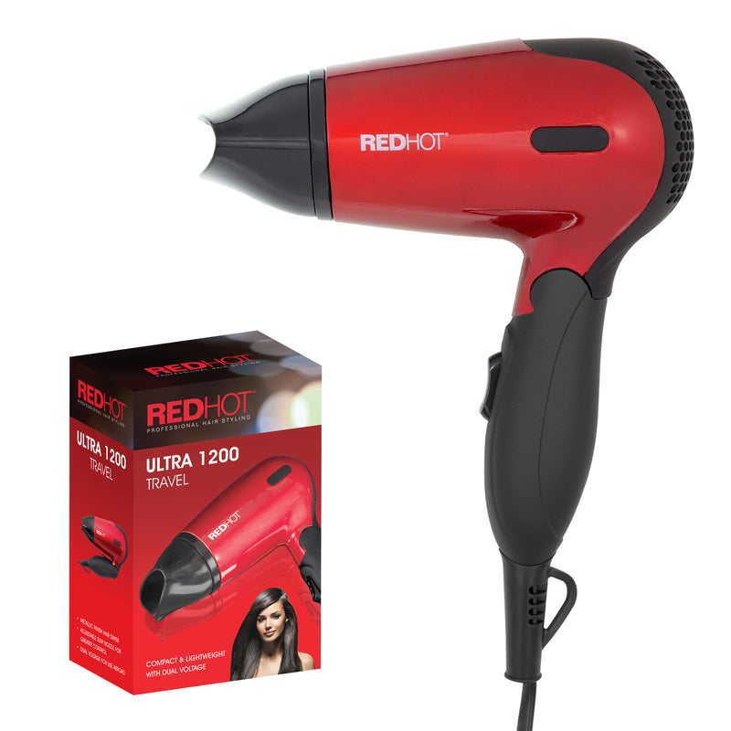 Red Hot 1200W Compact Folding Foldable Travel Hairdryer Hair Blow Dryer Styler