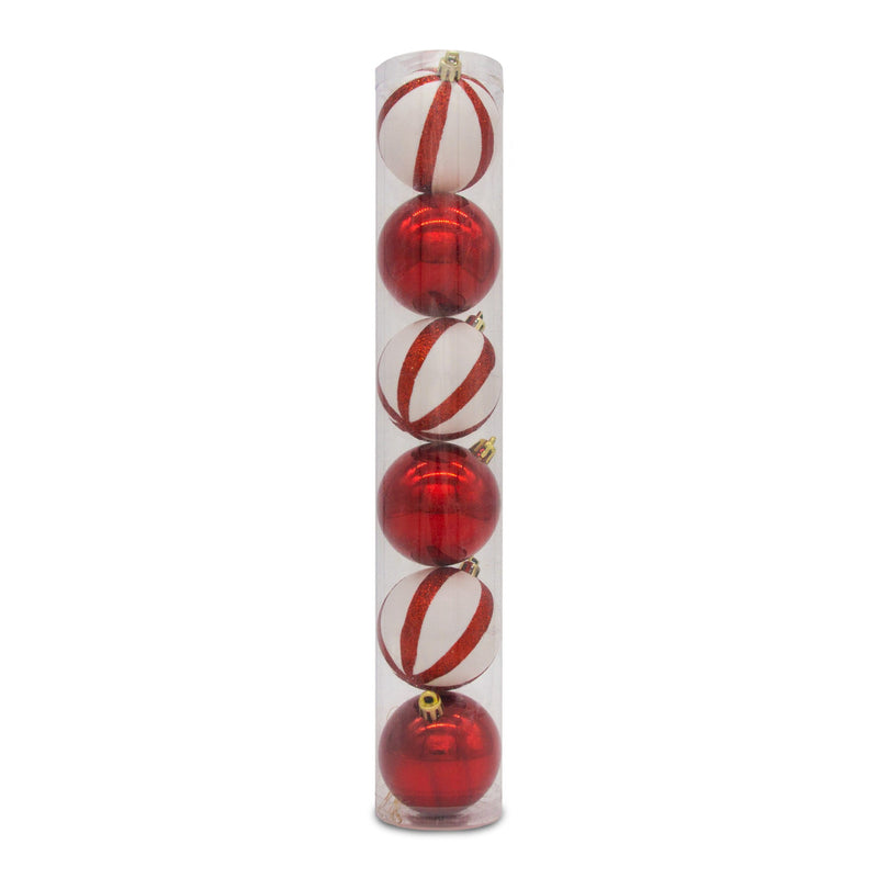 Christmas Sparkle Tube of 6 6cm Shatterproof Baubles in Pink