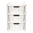 Rattan Tower 3 Drawer- Cream
