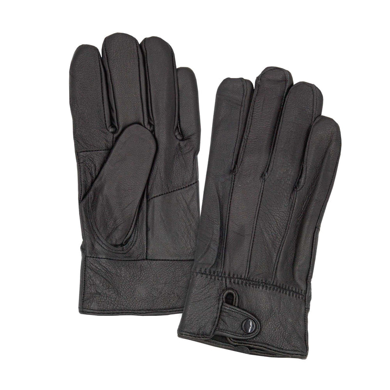 Ladies Pop Stud Leather Gloves - Black