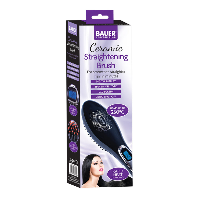 Bauer Straightener Hair Brush - Black