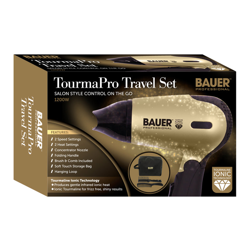 Bauer Tourmaline Travel Hairdryer Set - Black
