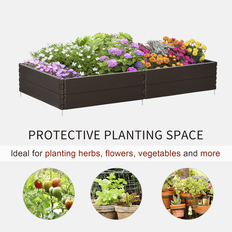 Outsunny Plastic Planter 6 Panels Raised Garden Bed