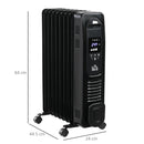 HOMCOM 2180W Black Oil Filled Radiator, 9 Fin Portable Heater w/ Timer Remote Control