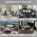 Outsunny Outdoor Dining Table for 4 with Marble Effect Tempered Glass Top Grey