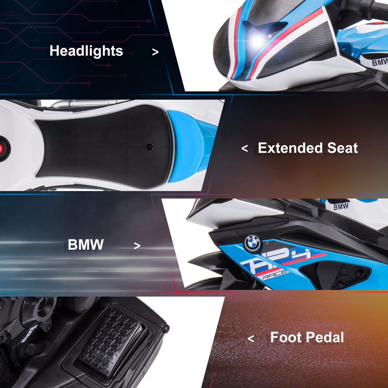 HOMCOM Kids Electric Ride On Motorcycle Bike BMW HP4 12V - Blue