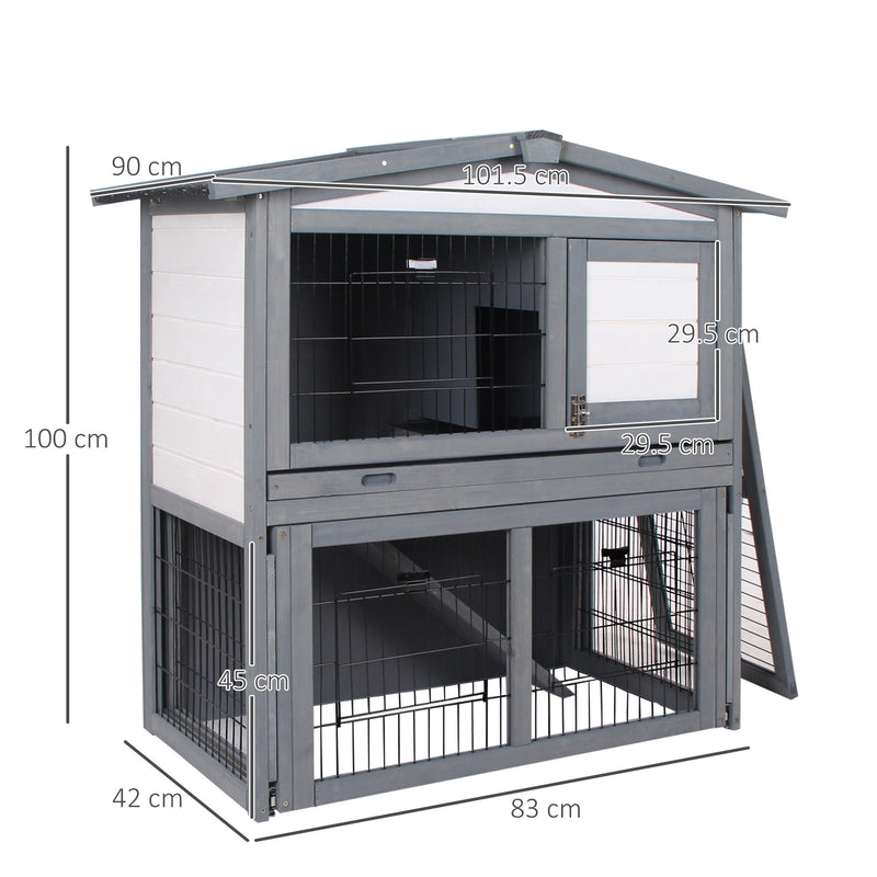 Pawhut Rabbit Hutch Grey