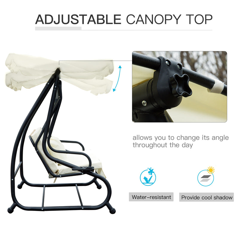 Outsunny 3 Seater Swing Bench - White