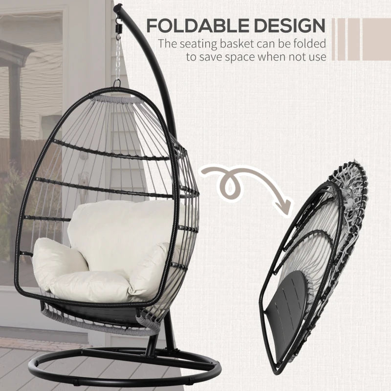 Outsunny Rattan Hanging Egg Chair Black