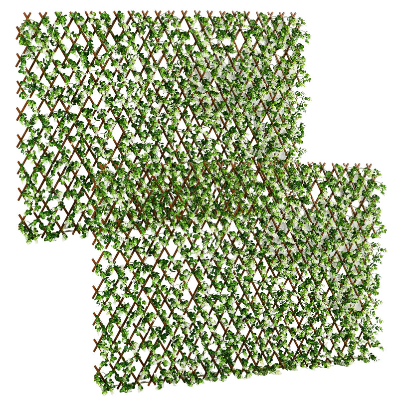 Outsunny 2 Pieces Decorative Trellis with Artificial Leaves, 2m x 1m, Eucalyptus
