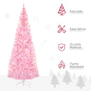 HOMCOM Christmas Tree Slim Pink 7' with 350 Warm White LED Lights