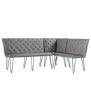 Darwen Studded Back Bench Set Grey