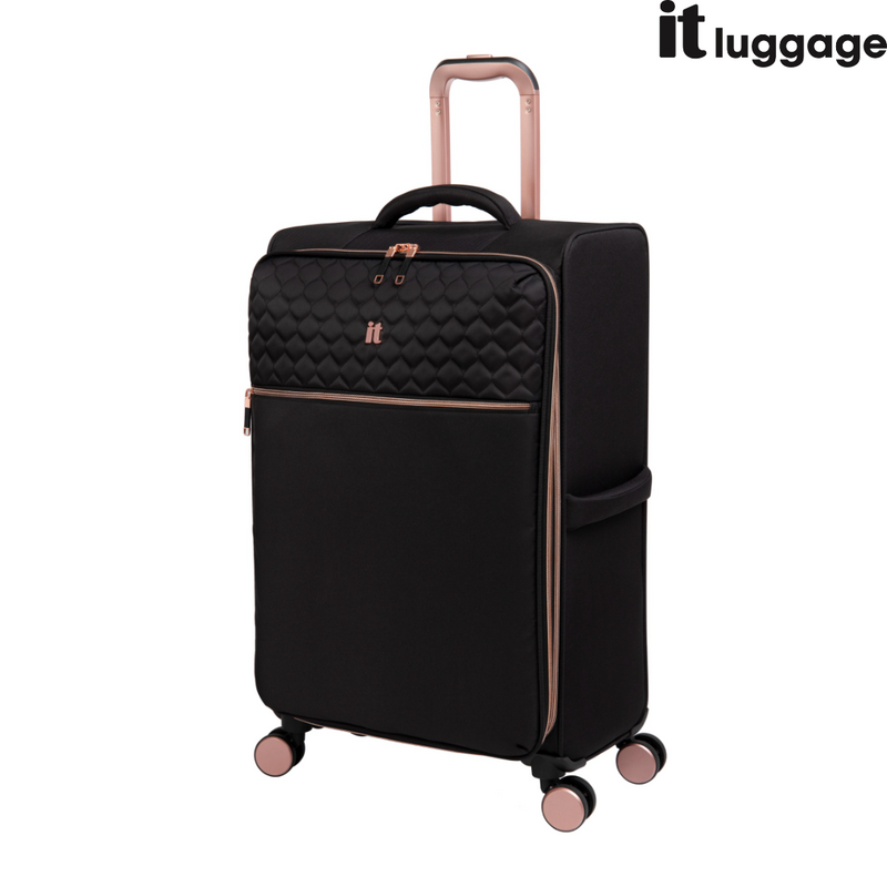 IT Luggage Divinity Black Rose Gold 8 Wheel Suitcase