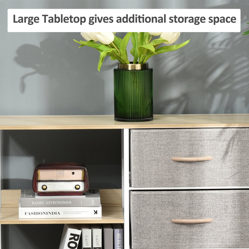 Chest of Drawers Storage  Dresser Cabinet Organizer with 3 Fabric Drawers and 2 Display Shelves for Living Room Bedroom Hallway Beige Organizer