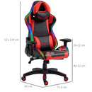 Vinsetto Racing Gaming Chair with RGB LED Light Lumbar Support -  Black Red