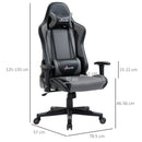 Vinsetto Gaming Chair Racing Style Ergonomic Office Chair High Back Computer Desk Chair Adjustable Height Swivel Recliner with Headrest and Lumbar Support Grey w/