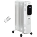 HOMCOM 2180W 9 Fin White Oil Filled Radiator, Portable Heater w/ Timer & Remote Control
