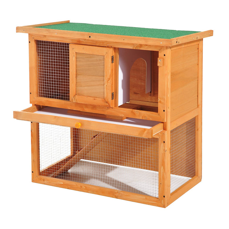 PawHut-2 Tier Rabbit Hutch