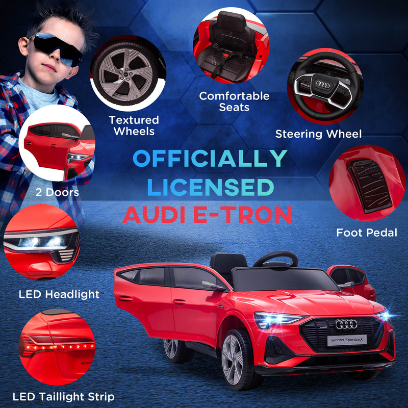 HOMCOM Kids Electric Ride On Car Audi E-Tron 12v - Red