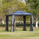 Outsunny 3x3(m) Aluminium Hardtop Gazebo Canopy w/ Polycarbonate Top, Curtains