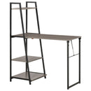 Modern Foldable Office Desk with Storage Shelf Freestanding Computer Workstation Dining Table, Grey Multi-function