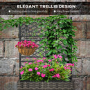 Outsunny Garden PE Rattan Planter Box w/ Trellis Flower Raised Bed, 57x30x107cm