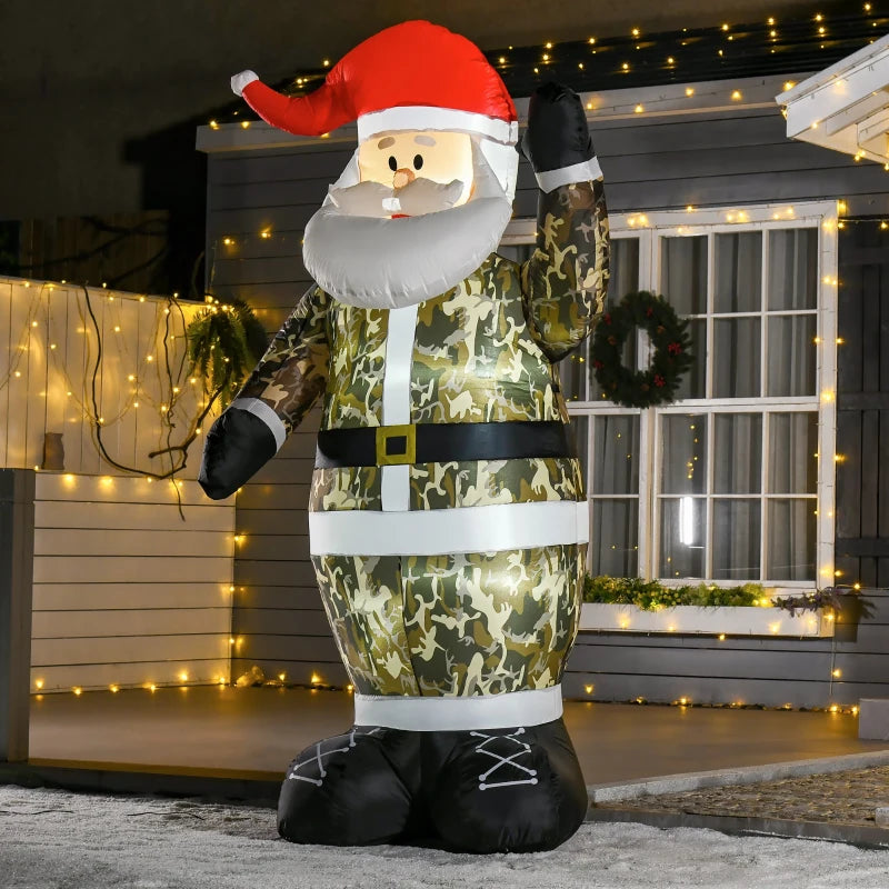 Christmas Inflatable Santa Clause In Camouflage 8'