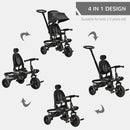 Baby Tricycle 4in1 Stroller with Handle - Black
