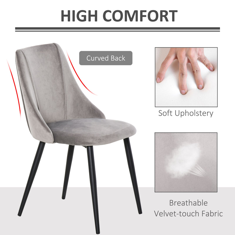 HOMCOM High Back Dining Chairs Velvet-Touch Accent Chairs with Metal Legs
