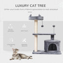 PawHut 81cm Cat Tree Kitten Large Cats Tower Activity Centre Scratch Post Grey