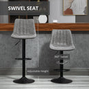 HOMCOM Set Of 2 Microfibre Retro Tub Bar Stools Metal Frame Footrest Seat Grey