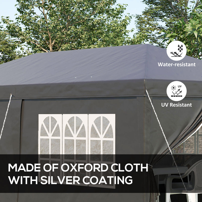 Outsunny 3 x 6m Pop Up Gazebo Height Adjustable Party Tent w/ Storage Bag Black