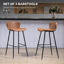 HOMCOM Bar Stools Set of 2, PU Leather Bar Chairs with Back and Steel Legs