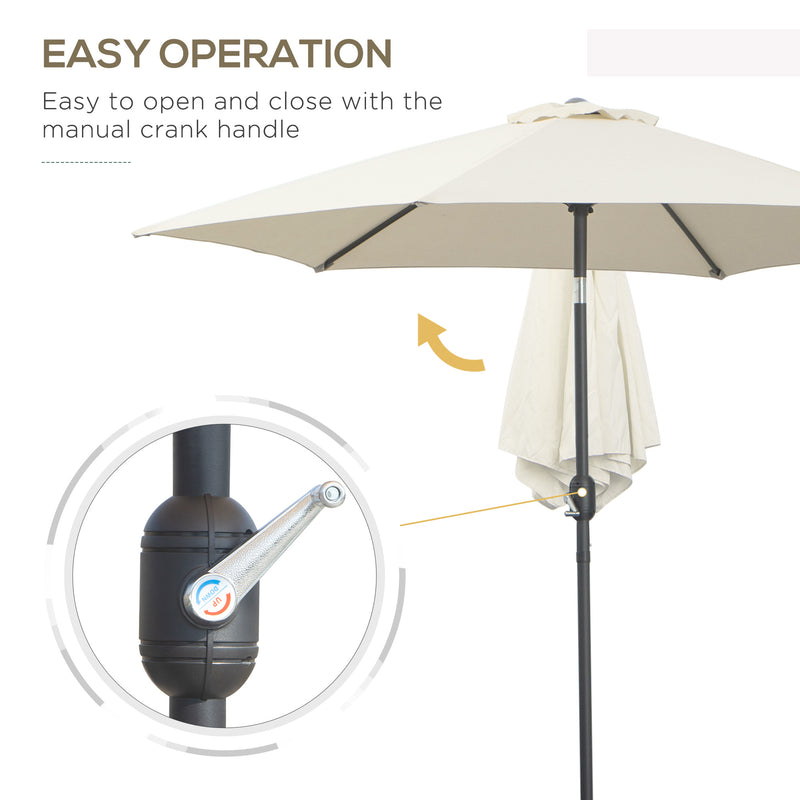 Outsunny Patio Umbrella Parasol Sun Shade Garden Aluminium Cream White 2.7M