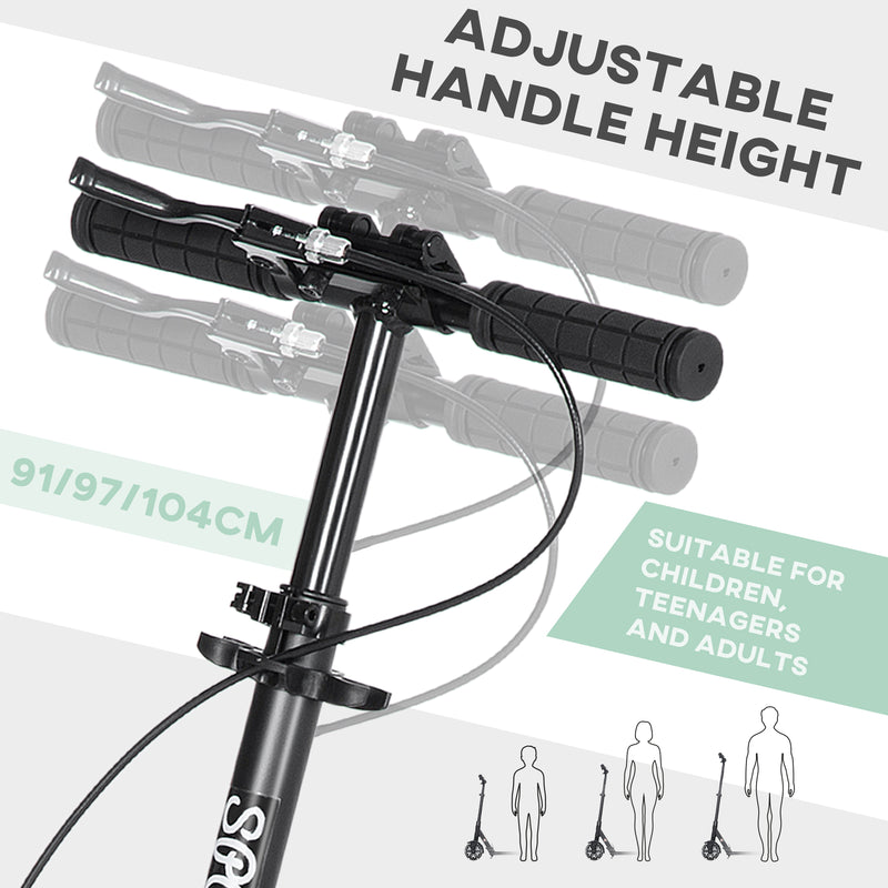 HOMCOM Folding Kick Scooter for 14+ w/ Adjustable Height, Dual Brake System
