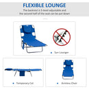 Outsunny Beach Chaise Lounge Portable Adjustable Backrest with Face Cavity Blue