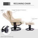 HOMCOM PU Leather Manual Reclining Armchair Footstool Set Padded Seat Cream