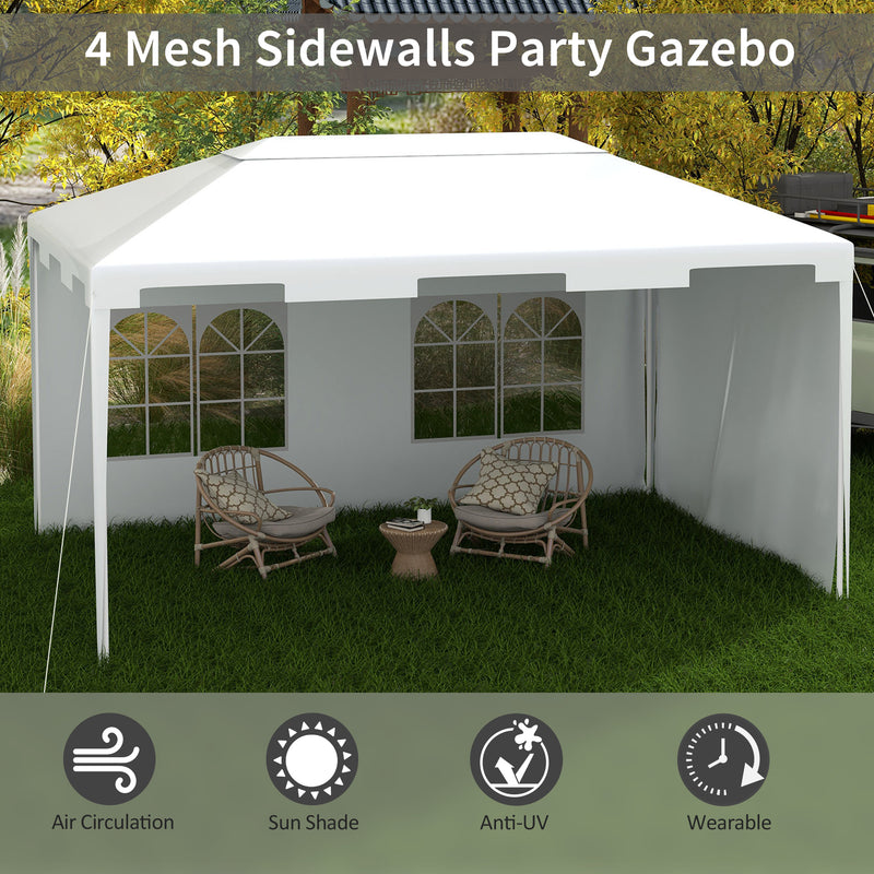 Outsunny 3 x 4 m Garden Gazebo Outdoor Canopy Marquee Party Tent White