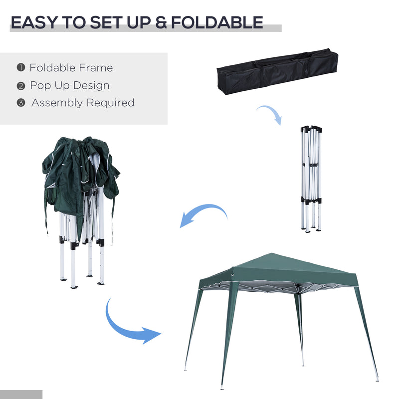 Outsunny Garden Pop up Gazebo Tent Party Water-resistant 2.5 x 2.5M Green