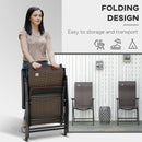 Outsunny Set of 2 Outdoor Rattan Folding Chair Set w/ Adjustable Backrest Brown