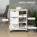 HOMCOM Rolling Kitchen Island Cart, Bar Serving Cart, Compact Trolley White