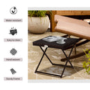 Outsunny Folding Square Rattan Coffee Table w/ Steel Frame Bistro Garden Brown