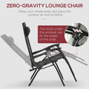 Outsunny Foldable Garden Recliner Chair Set of 2 w/ Footstool & Headrest, Black