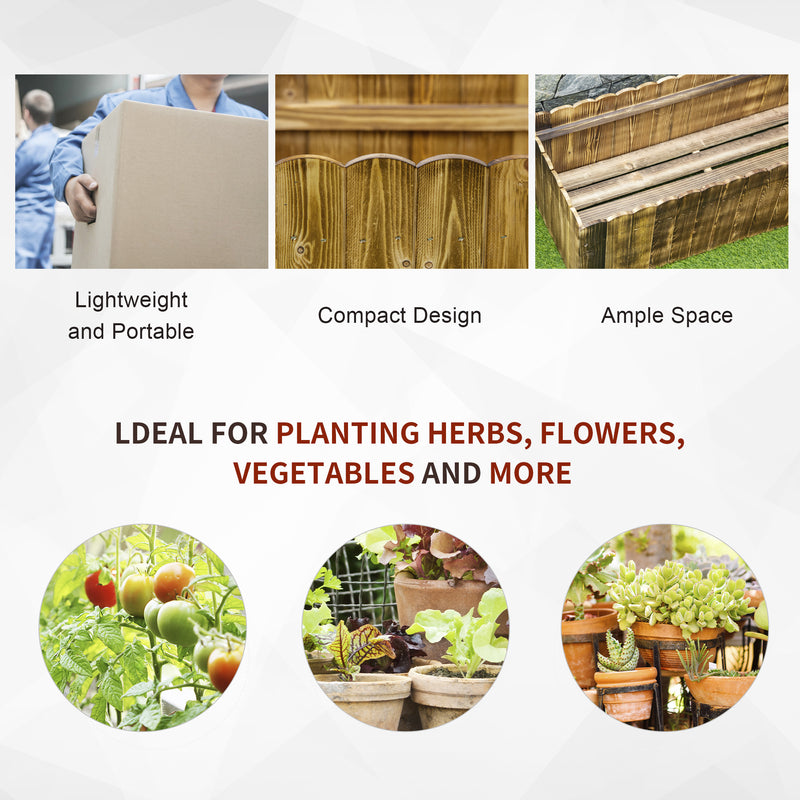Outsunny Raised Flower Bed Wooden Rectangualr Planter Container Box Garden Wood